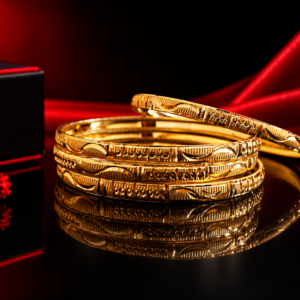 Gold-Tone Engraved Designer Bangles for Women – Elegant Traditional Bangle Set