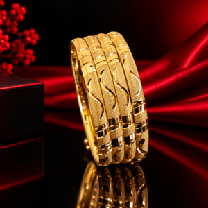 Gold-Tone Textured Designer Bangles for Women – Elegant Traditional Bangle Set