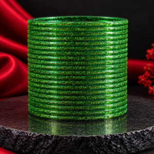Green Glitter Designer Bangles for Women – Sparkling Traditional Bangle Set
