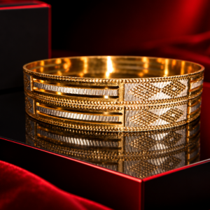 Premium Gold Finish Designer Metal Bangle – Elegant Traditional & Modern Jewelry