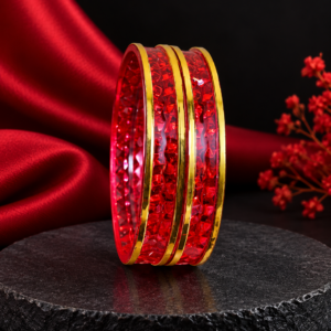 Red Gold-Trimmed Designer Kids Bangles for Girls