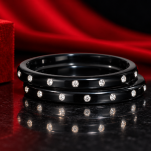 TATE Black Studded Designer Bangles for Kids – 2 Piece Set