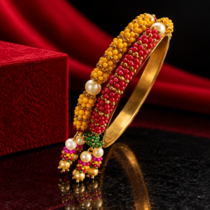 TATE Premium Multicolor Beaded Designer Bangle with Pearl Tassels