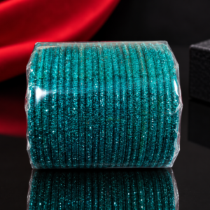 Teal Blue Glitter Bangles – Sparkling Designer Bangle Set